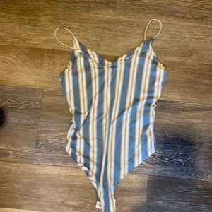 NWOT Stripe blue & yellow body suit